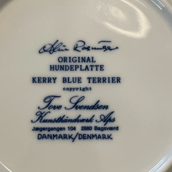 Kerry blue terrier plate manufactured in Denmark. Beautiful design! - Picture 2 of 2